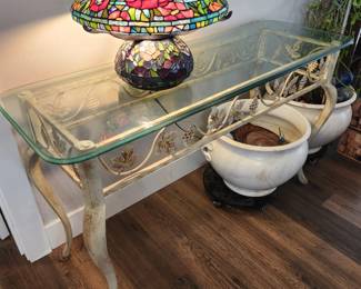 Beveled Glass and Wrought Iron Entry/Side Table!