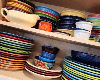 Lots of Fiestaware and Pottery.