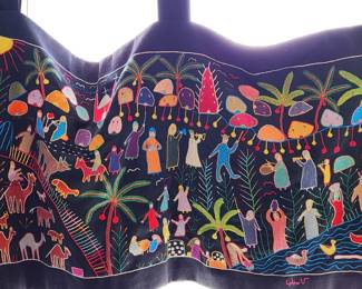 Handmade Folk Art Textile/Tapestry - Egyptian or Middle Eastern style. 