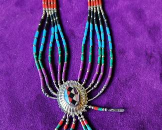 Silver, Turquoise and Coral plus necklace.
