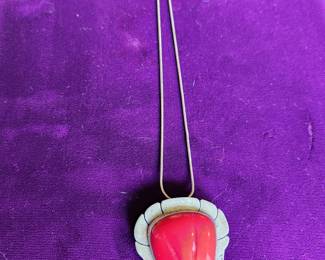 Silver and Carved Coral Mask with Maker's Mark!