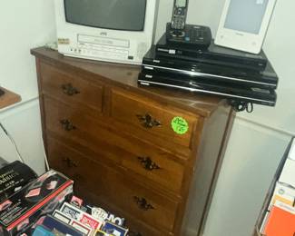 WOODEN CHEST, TV/VCR COMBO, TOSHIBA DVD PLAYERS
