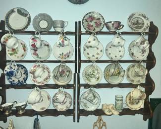 DOUBLE RACK OF TEACUPS & SAUCER SETS (AND MANY MORE!)