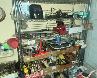 STEEL RACK FULL OF GOODIES