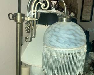 ELEGANT BRASS FLOOR LAMP w/ BEADED SHADE!