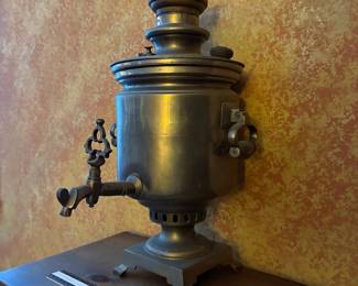 T51 - $125. Russian Charcoal Samovar. Measures approximately 10" wide x 13" deep x 18" tall.