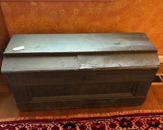 T45 - $350. Antique Carpenters Tool Chest. NO TOOLS included - Chest Only. Measures 37.5" x 17" x 17.5" tall.