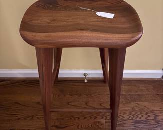 T58 - $150. High Quality Handcrafted Wooden Stool. Very Sturdy. Measures 16.25" wide x 13" deep x 24" tall.