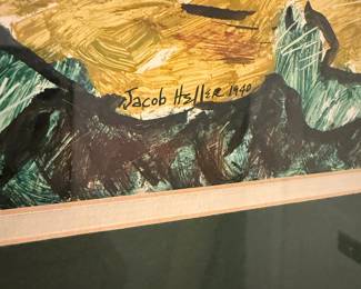T19 - $450. Jacob Heller 1940 - signed original painting. Has one spot on the left bottom corner that had some damage before it was framed. Measures 20.25" x 16.25" tall.