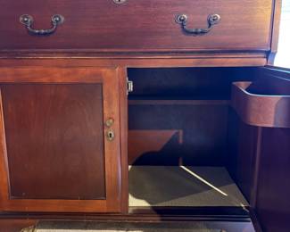 T78 - $225. Wood Bar Cabinet. Measures 36" x 18.25" x 32.75" tall. . Wooden but light and on wheels.