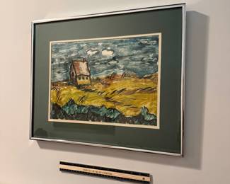 T19 - $450. Jacob Heller 1940 - signed original painting. Has one spot on the left bottom corner that had some damage before it was framed. Measures 20.25" x 16.25" tall.