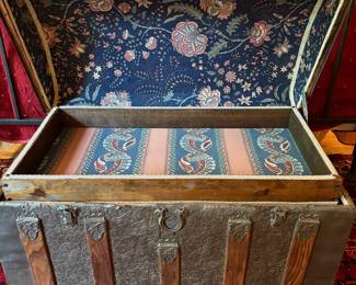 T44 - $175. Antique Trunk. Measures 32" x 18.25" x 20.25" tall. Either beautifully redone or in Excellent Antique Condition!