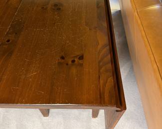 T11 - $250. Pine Harvest Table. As photographed it measures 5' long x 21.5" x 29.5" tall. Each leaf adds 10". Table top alone is 18.5".