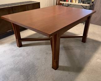 T14 - $2,400. Mission Style Dining Table. No name that I can find - clearly a well built, hand crafted table. Measures 48" x 66" x 29.5" tall. Does have 1 - 12" leaf. *Very* good condition - some very minor scratches on the top.