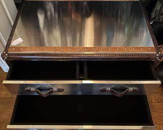 T66 - $400. Restoration Hardware Mayfair Steamer Trunk. Measures 38" x 25" x 18" tall. 3 drawers all slide easily.