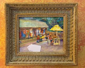 T40 - $175. Saville Original Painting. (Possibly John Michael Saville?) Measures 14" x 12" framed. Beautiful & Bright Colors!