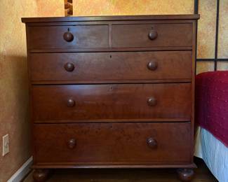 T37 - $375. Antique 5 Drawer Dresser. All drawers slide easily. Excellent Condition - one tiny piece of veneer is chipped near the back. Measures 42.5" x 20.25" x 42" tall.