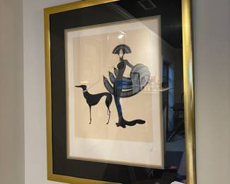 T74 - $450. Erté - "Symphony in Black" Measures 32" x 39" Framed. signed in pencil lower right, marked as artist's proof ("A.P.") in pencil lower left,