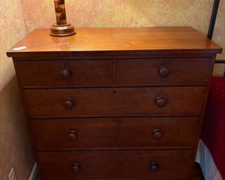 T37 - $375. Antique 5 Drawer Dresser. All drawers slide easily. Excellent Condition - one tiny piece of veneer is chipped near the back. Measures 42.5" x 20.25" x 42" tall.