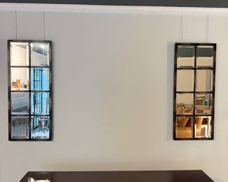 T4 - $250. PAIR of Pottery Barn Eagen Wall Mirrors. Can hang either direction. Measures 19” x 44.5” tall. Both are in excellent condition.