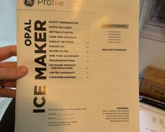 T23 - $200. GE Profile Ice Maker. Model XPIO23SW30W. Looks gently used and in excellent condition.