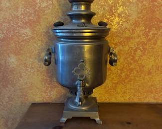 T51 - $125. Russian Charcoal Samovar. Measures approximately 10" wide x 13" deep x 18" tall.