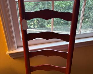 T57 - $40. Single Ladder Back Chair. Measures 17.25" wide x 14" deep x 43.75" tall. Floor to seat is 17.25".