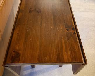 T11 - $250. Pine Harvest Table. As photographed it measures 5' long x 21.5" x 29.5" tall. Each leaf adds 10". Table top alone is 18.5".