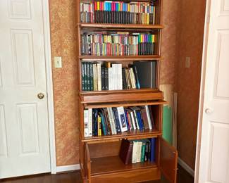 T52 - $450. Barrister Bookcase. All doors open easily. No name found. Excellent Condition. Measures 34.5" x 15.75" x 80.5" tall.
