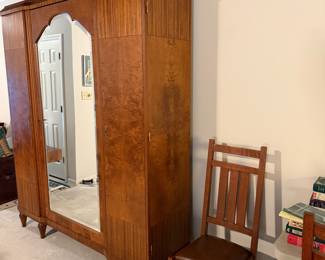T13 - $2,250. Mirrored Armoire / Wardrobe. EXCELLENT Condition. You will not find one in better shape! Purchased at an antique store in Scott, AR. Measures 70" x 20" x 7' tall. I believe it moves in 5 pieces - please have appropriate help - it's still going to be a project!