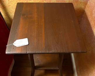 T42 - $125. Wooden Side Table. Measures 15" square x 28.25" tall.
