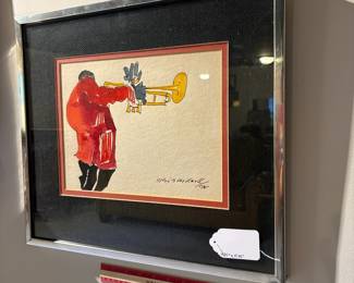 T75 - $850. Set of 4 Leo Meiersdorff Jazz Original Watercolors. 3 have the same woven matting and 1 is different.