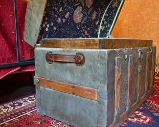 T44 - $175. Antique Trunk. Measures 32" x 18.25" x 20.25" tall. Either beautifully redone or in Excellent Antique Condition!