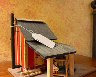 T39 - $50. Handcrafted Miniature Tobacco Barn. Measures 9.25" x 7" x 7" tall.