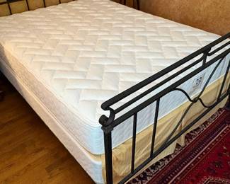 T48 - $500. Iron Queen Bed Frame. Headboard measures 61.5" wide x 57.25" tall - Footboard is 36" tall. Mattress & Box Spring Included if you want them - clean and they look barely used!