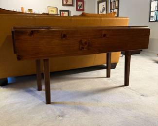 T11 - $250. Pine Harvest Table. As photographed it measures 5' long x 21.5" x 29.5" tall. Each leaf adds 10". Table top alone is 18.5".