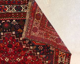 T1 - $395. Persian Shiraz Are Rug - feels like wool but no tag. Measures 70” x 113”. Very gently used - I think it’s relatively new.