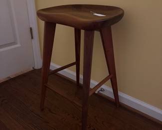 T58 - $150. High Quality Handcrafted Wooden Stool. Very Sturdy. Measures 16.25" wide x 13" deep x 24" tall.