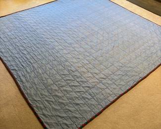 T72 - $150. "Trip Around The World" Style Patchwork Quilt. Measures 83" x 81". Excellent Condition.