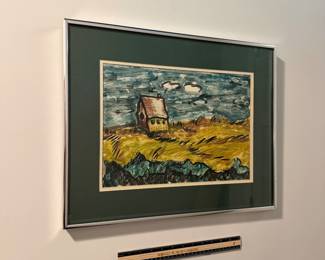 T19 - $450. Jacob Heller 1940 - signed original painting. Has one spot on the left bottom corner that had some damage before it was framed. Measures 20.25" x 16.25" tall.