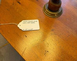 T76 - $75. Wood Floor Lamp with Side Table. Measures 15" x15" x 60.5" tall.