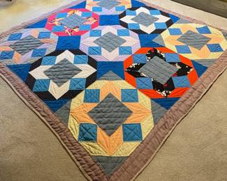 T71 - $150. Patchwork Quilt. Measures 84" square. Very good condition - needs a few very minor repairs.