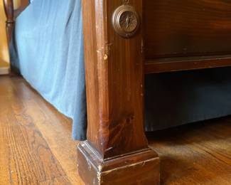 T67 - $425. Queen 4 Poster Bed - Pine Wood. Measures 64" wide x 90.5" long x 72" tall. Mattress and Box Spring are only a couple months old - included for free if you want them.