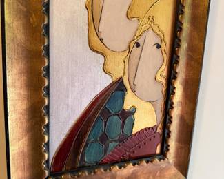 T9 - $950. Stephen White 2000. Oil with Gold & Silver Leaf on Panel. Beautiful Frame. Measures 12" x 16". Beautiful condition!