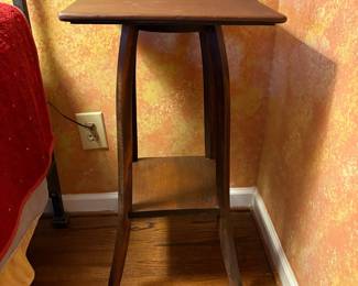 T42 - $125. Wooden Side Table. Measures 15" square x 28.25" tall.