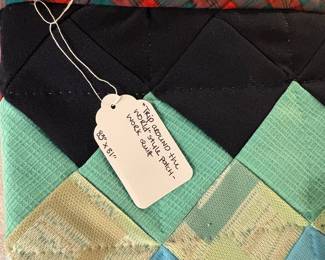 T72 - $150. "Trip Around The World" Style Patchwork Quilt. Measures 83" x 81". Excellent Condition.