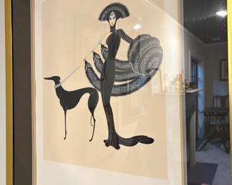 T74 - $450. Erté - "Symphony in Black" Measures 32" x 39" Framed. signed in pencil lower right, marked as artist's proof ("A.P.") in pencil lower left,