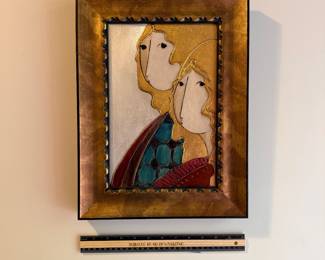 T9 - $950. Stephen White 2000. Oil with Gold & Silver Leaf on Panel. Beautiful Frame. Measures 12" x 16". Beautiful condition!