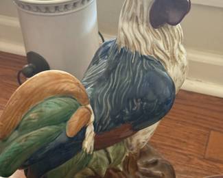 Ceramic rooster figurine with hand-painted feather detail