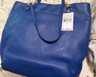 Michael Kors Jet Set Chain blue leather tote, new with tags